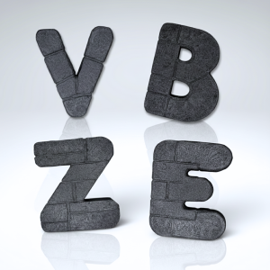 אותיות באנגלית דמוי אבן בזלת שחורה